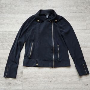 Cable & Gauge Black Jacket Womens Medium Zip Up Moto Modern Long Sleeve